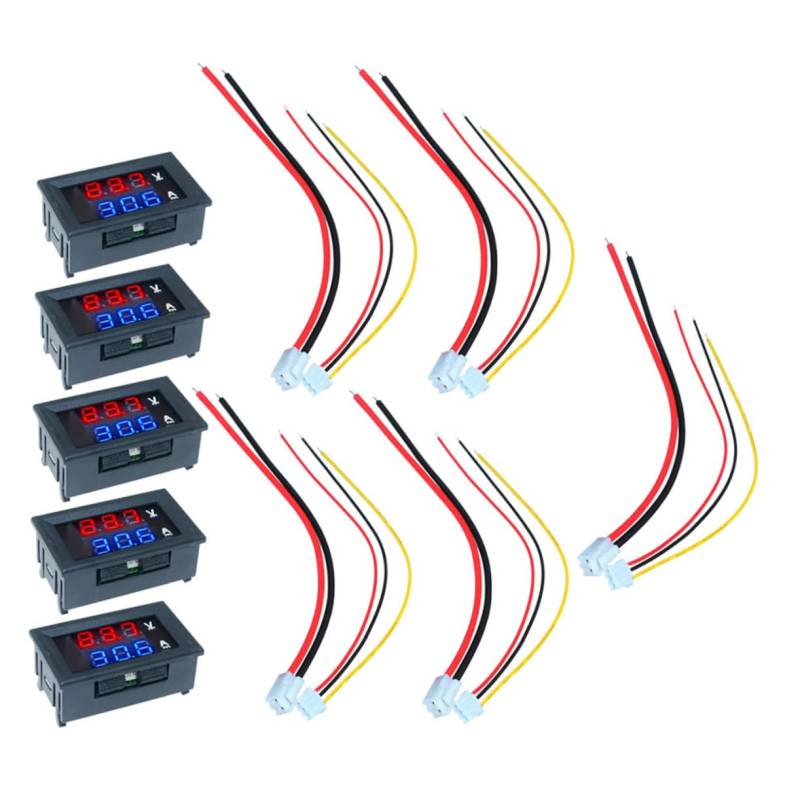 SOLUSTRE 5Stücke Digitales Voltmeter Amperemeter Dc Spannungsprüfer Mit LCD Display Kalibrierbar Für Auto Und Elektrogeräte Messbereich von SOLUSTRE