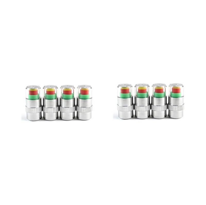 SOLUSTRE 8 Stück Auto Reifendrucküberwachung Sensor Augenalarm Druckwarnkappen Staubkappe Druckanzeige von SOLUSTRE