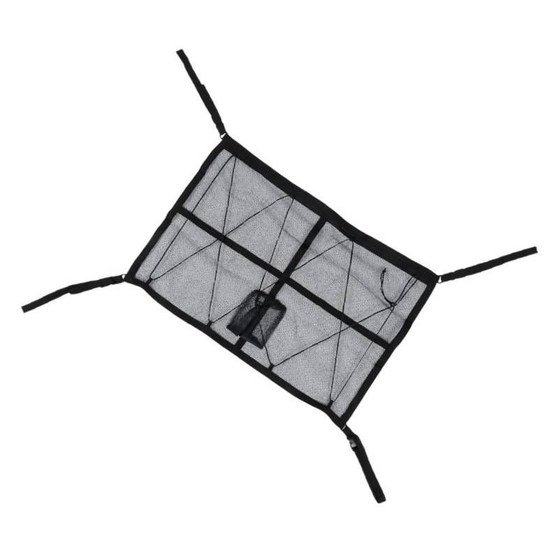 SOLUSTRE Auto Aufbewahrungstasche Überkopf-Frachtnetz Autodach-Gepäcknetz Autodeckennetz Overhead-Frachtwette Gepäcknetz für Dachgepäckträger SUV-Ladenetz Polyester-Mesh-Kunststoff Schwarz von SOLUSTRE