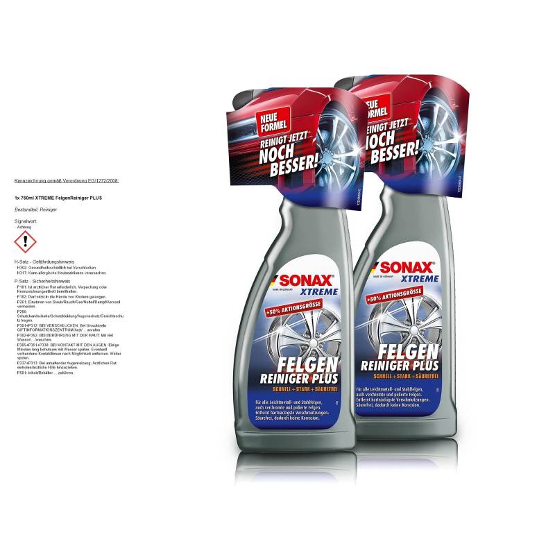 SONAX 2X 02304000 Xtreme FelgenReiniger Plus Säurefrei 750ml von SONAX