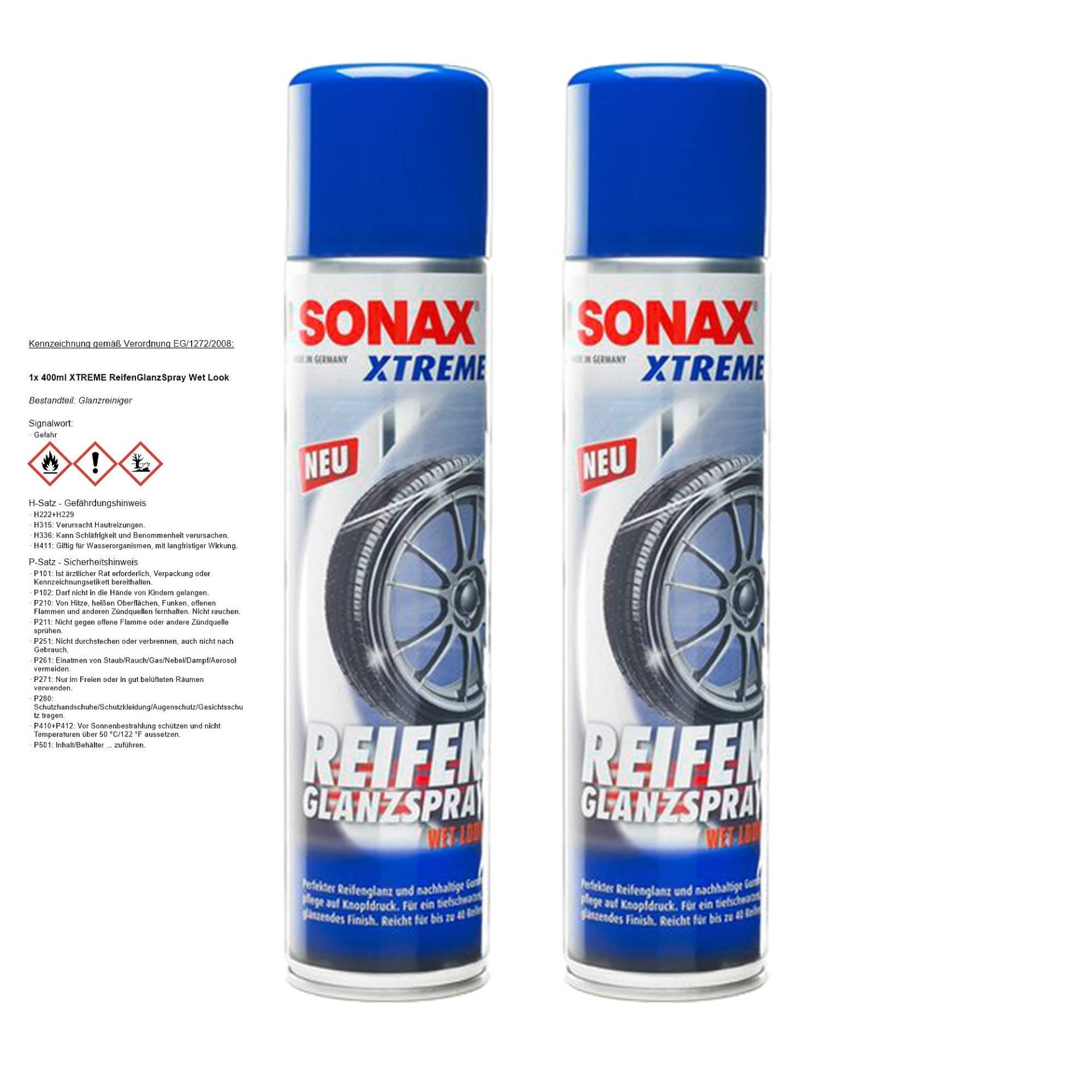 SONAX 2X 02353000 Xtreme ReifenGlanzSpray Wet Look Reifenspray 400ml von SONAX