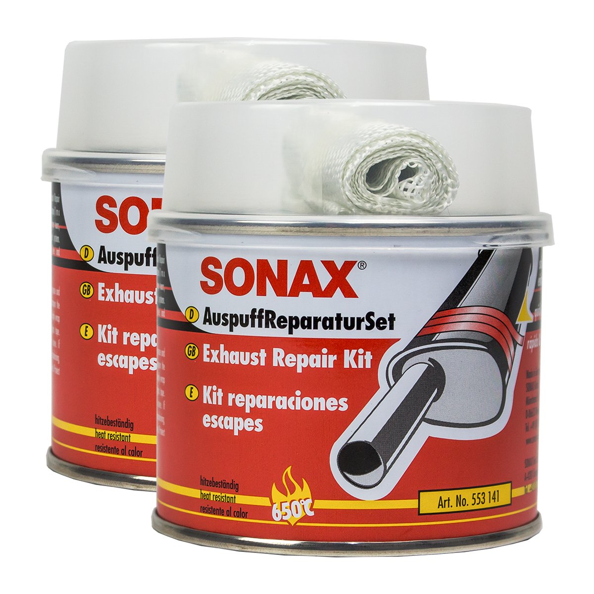 SONAX 2X 05531410 AuspuffReparaturSet Auspuffpaste Dichtmasse Asbestfrei 200ml von SONAX
