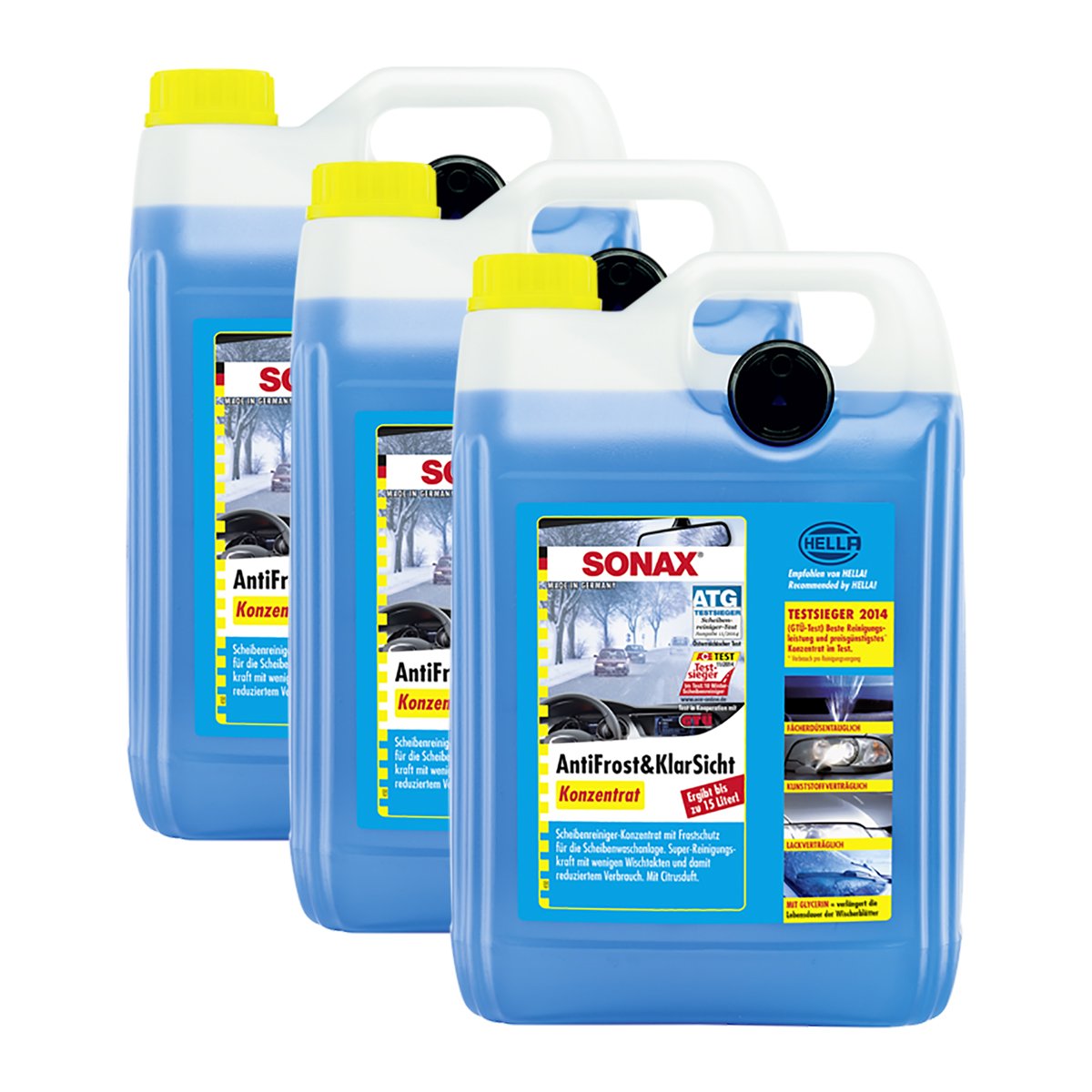 SONAX 3X 03325050 AntiFrost&KlarSicht Konzentrat Frostschutz Waschanlage 5L von SONAX