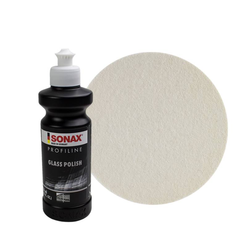 SONAX PROFILINE GLASSPOLISH GLASSCHEIBENPOLITUR + FILZPAD KRATZERENTFERNER GLASPOLITUR von SONAX