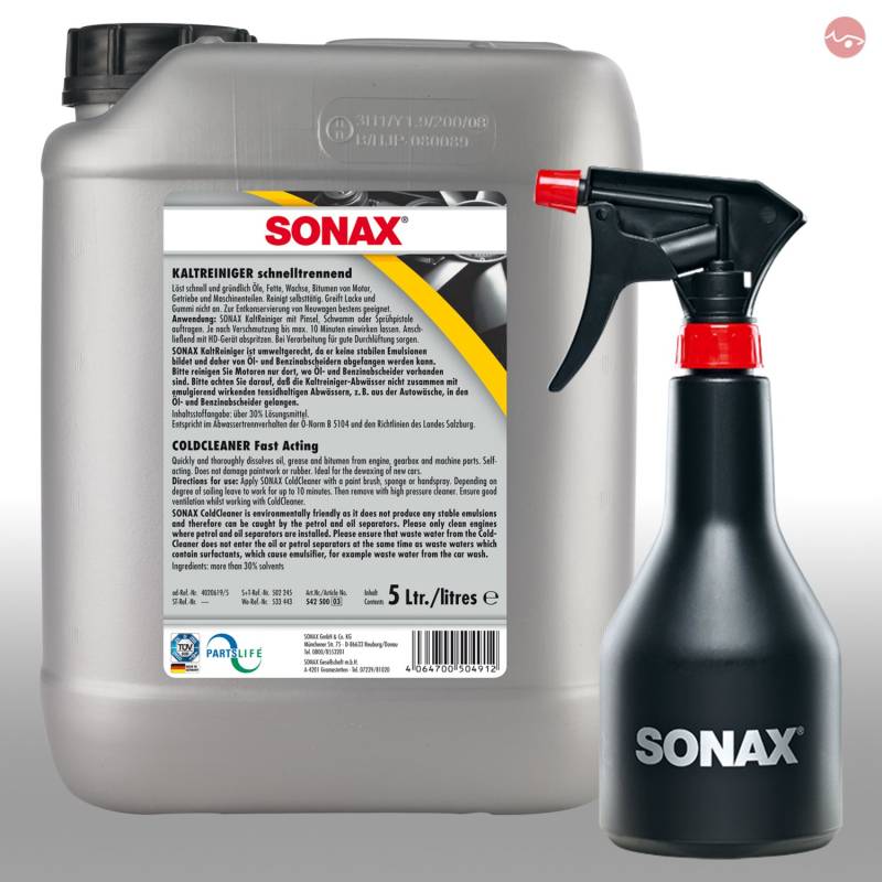 SONAX KaltReiniger Reiniger 5L 05425000 + GRATIS Sprühboy Sprühflasche 04997000 von SONAX