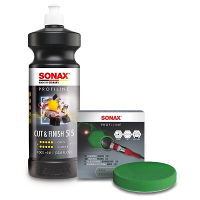 Sonax 1x 1 l PROFILINE Poliermittel Cut+Finish + Schaumpad (medium) 100 [Hersteller-Nr. 02253000] von SONAX