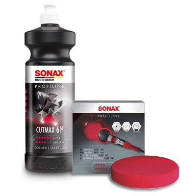 Sonax 1x 1 l PROFILINE Poliermittel CutMax + Schaumpad (hart) 160mm [Hersteller-Nr. 02463000] von SONAX