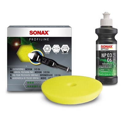 Sonax 1x 250ml PROFILINE Poliermittel NP 03-06+Exzenterpad (medium) 143 [Hersteller-Nr. 02081410] von SONAX