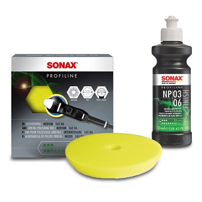 Sonax 1x 250ml PROFILINE Poliermittel NP 03-06+Exzenterpad (medium) 165 [Hersteller-Nr. 02081410] von SONAX