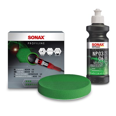Sonax 1x 250ml PROFILINE Poliermittel NP 03-06 + Schaumpad (medium) 160 [Hersteller-Nr. 02081410] von SONAX