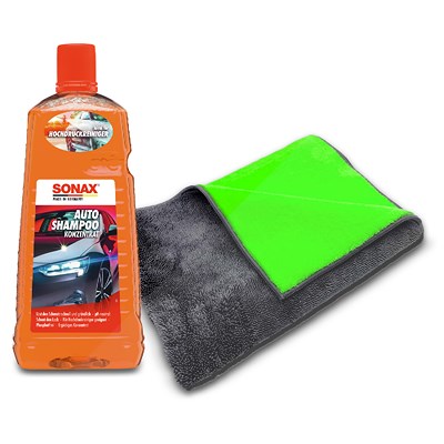 Sonax 2 L AutoShampoo Konzentrat + Duo Mikrofasertuch 60 x 80cm 700GSM von SONAX