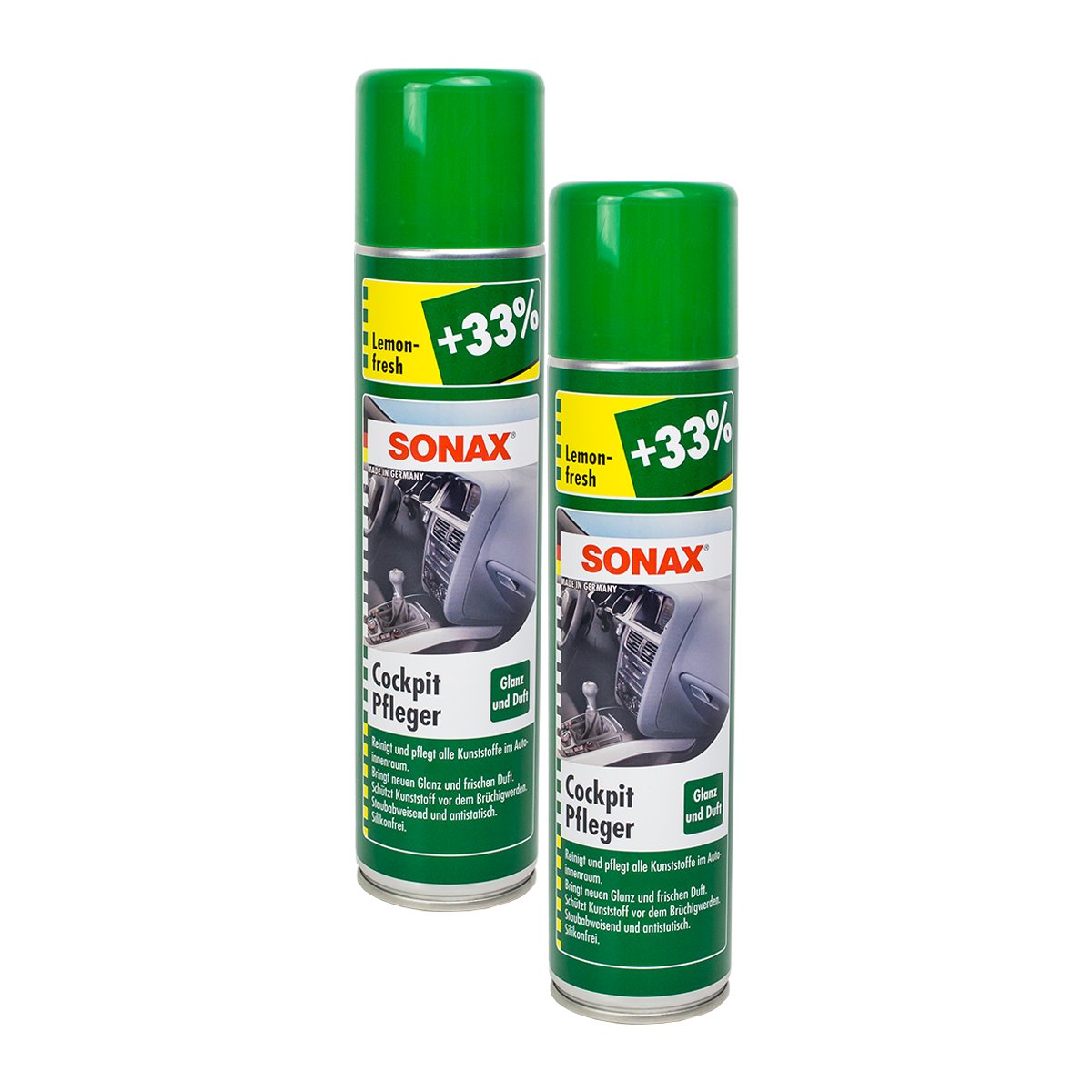 2x 400ml SONAX 343300 Cockpitpfleger Pflege Reiniger Plastik Lemon-Fresh 2x 400ml SONAX 343300 Cockpitpfleger Pflege Reiniger Plastik Lemon-Fresh von SONAX