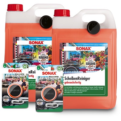 Sonax 2x 5 L ScheibenReiniger Havana Love+2x Lufterfrischer Havana Love von SONAX