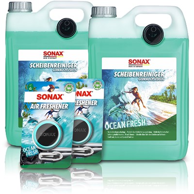 Sonax 2x 5 L ScheibenReiniger Ocean-fresh+2x Lufterfrischer Ocean-fresh von SONAX