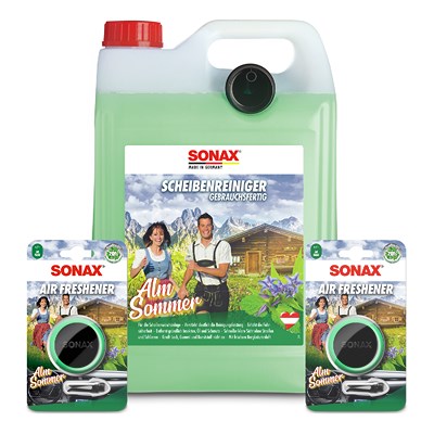 Sonax 5 L Scheibenreiniger Almsommer + 2x Lufterfrischer Alm Sommer von SONAX
