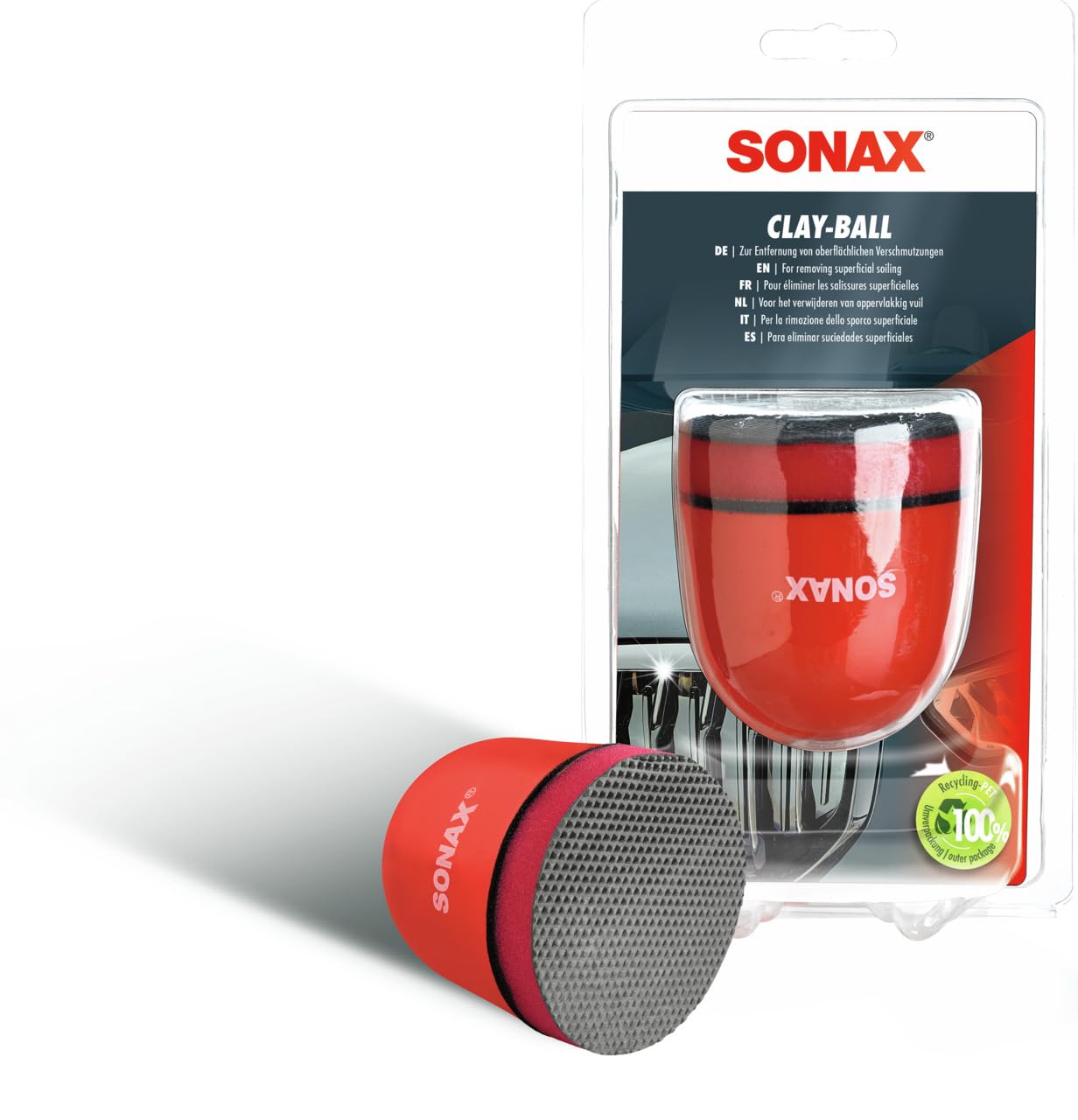 SONAX Clay-Ball (1 Stück) Problemlöser gegen hartnäckige Verschmutzungen auf Lack und Glas | Art-Nr. 04197000 von SONAX