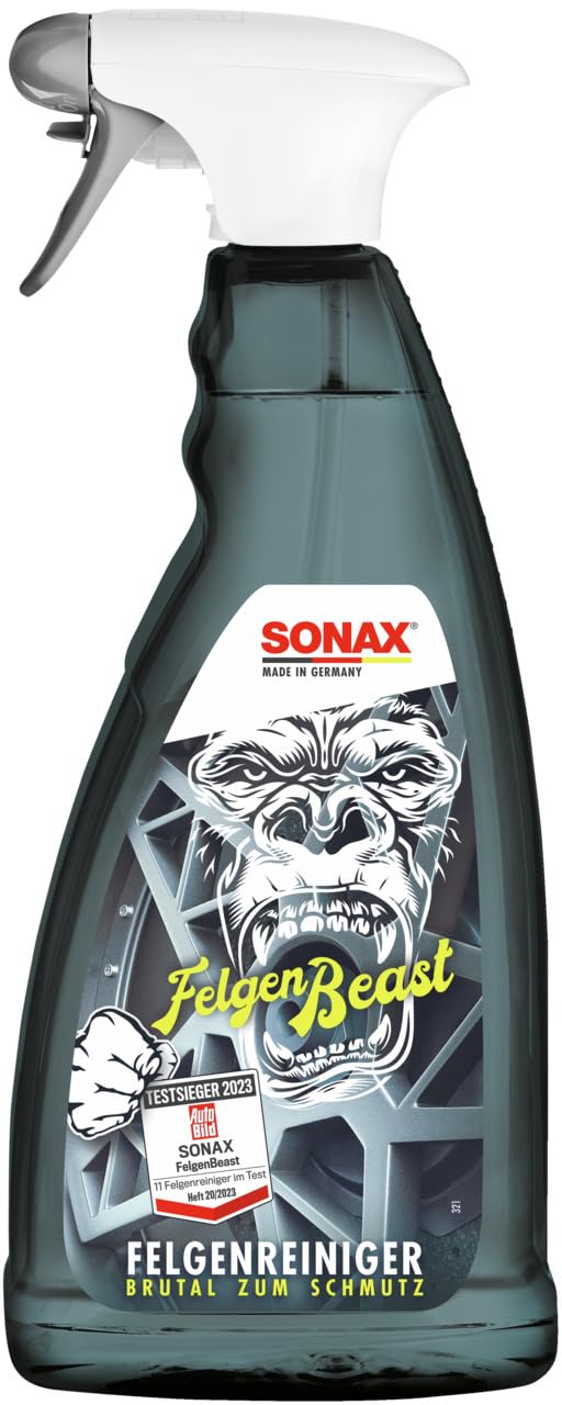 SONAX FelgenBeast (1 l) entfernt selbst biestige Verschmutzungen auf allen polierten, verchromten und matten Stahl- und Leichtmetallfelgen | Art-Nr. 04333000 von SONAX