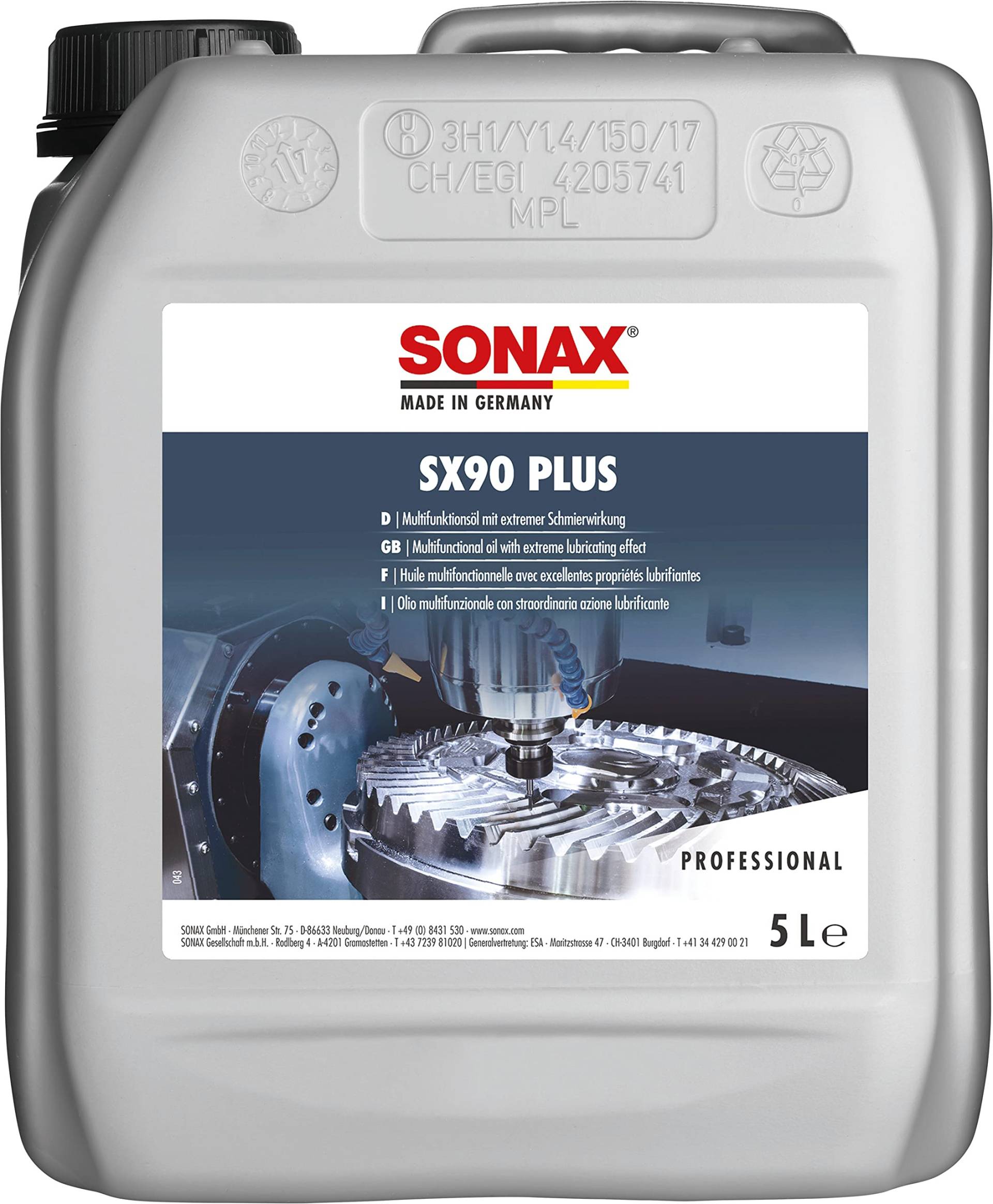 SONAX SX90 Multifunktionsöl mit EasySpray (5 Liter) Multifunktionsöl für alle Zwecke wie Rostlöser, Schmiermittel, Korrosionsschutz & Kriechöl| Art-Nr. 04745000 von SONAX