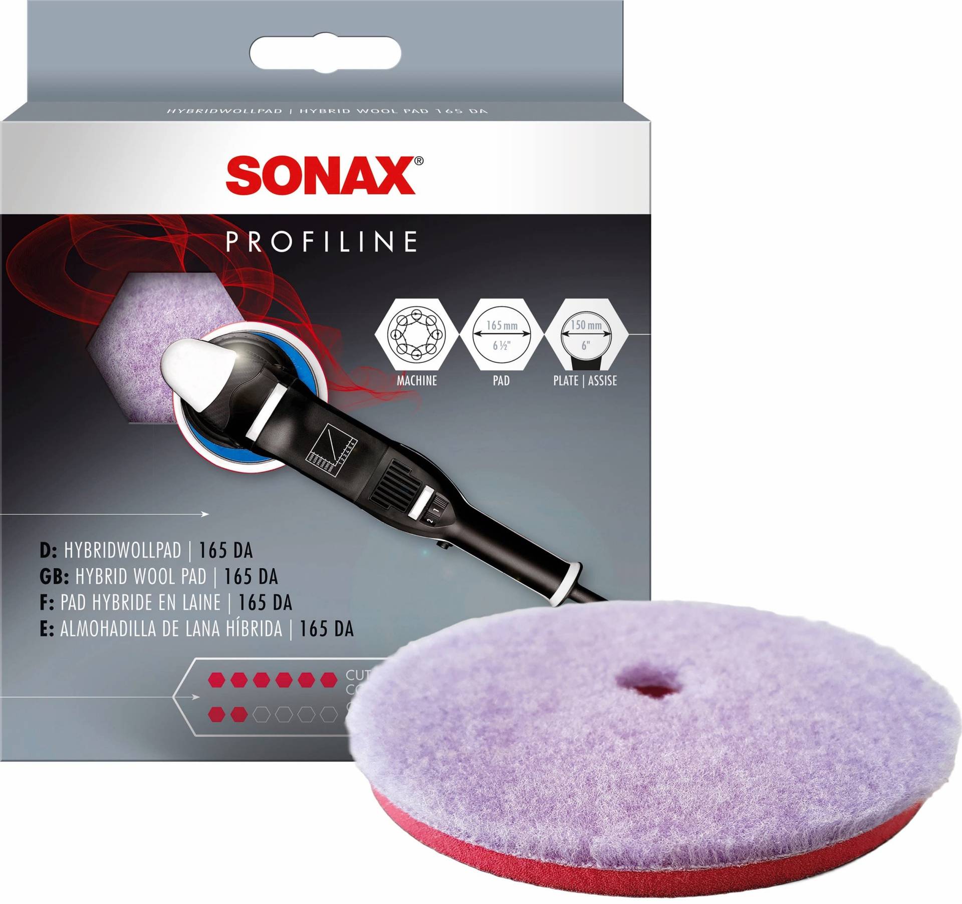 SONAX HybridwollPad 165 mm (1 Stück) effektives Schleifpad für Exzenterpoliermaschinen | Art-Nr. 04941000 von SONAX