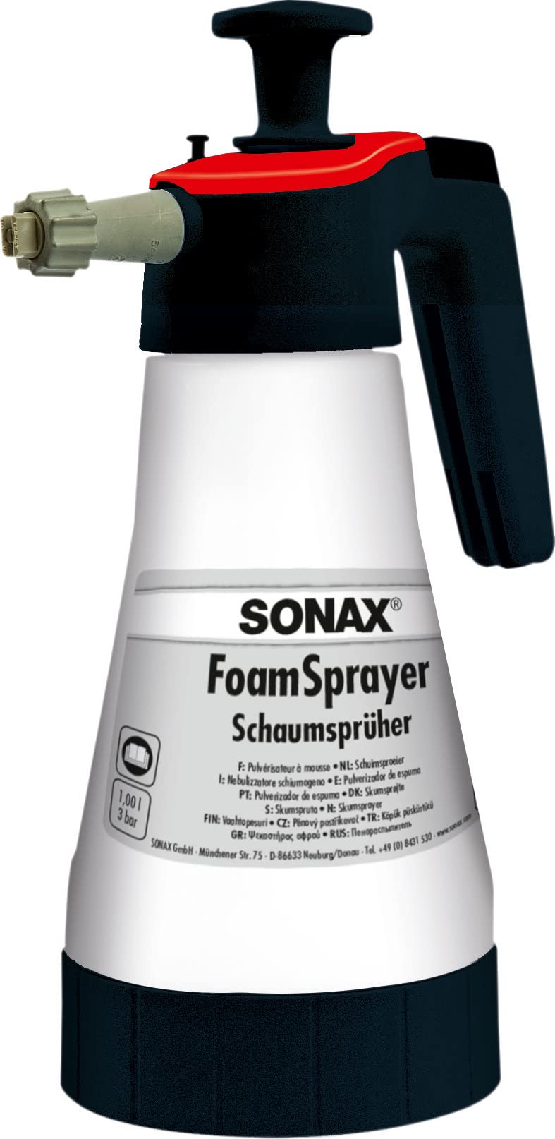 SONAX FoamSprayer 1 Liter (1 Stück) für ein gleichmäßiges Schaumbild und ein noch gründlicheres Reinigungsergebnis | Art-Nr. 04965410 von SONAX
