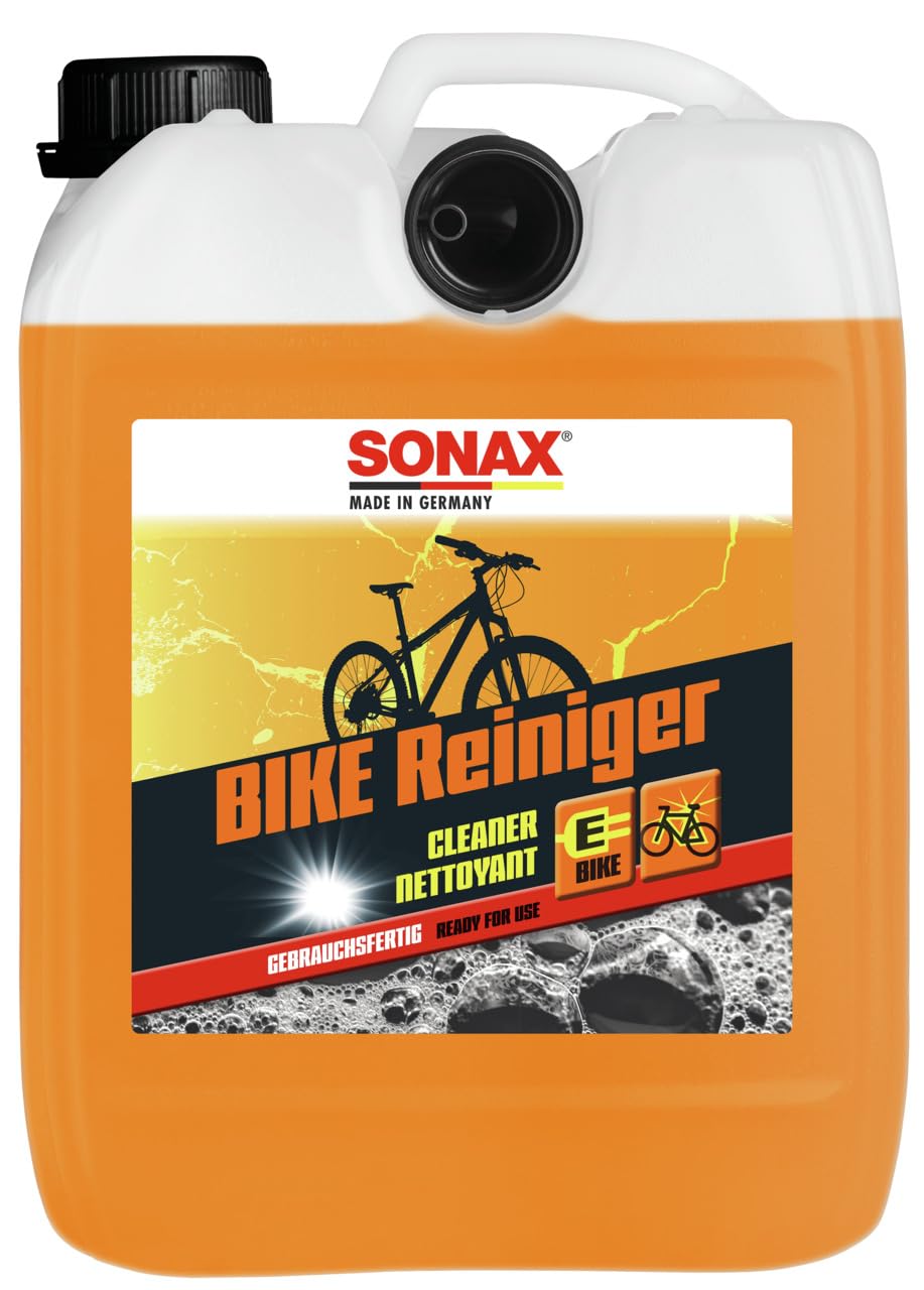 SONAX BIKE Reiniger (5 Liter) Fahrradreiniger für Aluminium, Mattlacke, Carbon- & Kunststoffoberflächen, reinigt Kette & Zahnkränze, für E-Bike, materialschonend | Art-Nr. 08525000 SONAX BIKE Reiniger (5 Liter) Fahrradreiniger für Aluminium, Mattlacke, Carbon- & Kunststoffoberflächen, reinigt Kette & Zahnkränze, für E-Bike, materialschonend | Art-Nr. 08525000 von SONAX