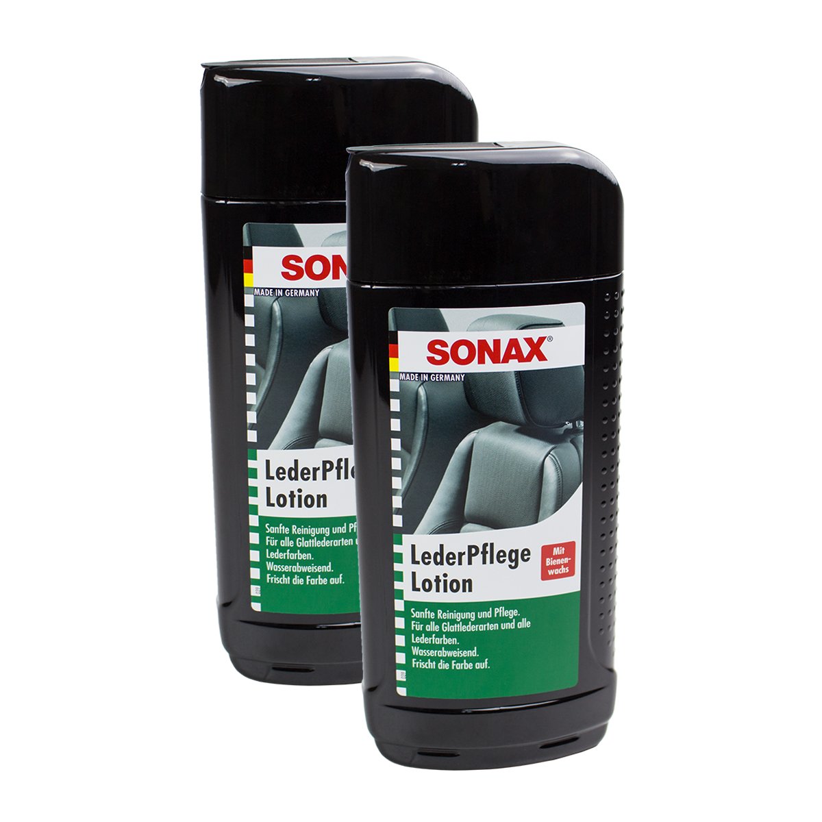 SONAX 2X 02912000 LederPflegeLotion mit Bienenwachs und Silikonöle 500ml von SONAX