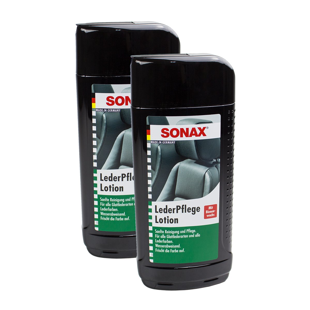 SONAX 2X 02912000 LederPflegeLotion mit Bienenwachs und Silikonöle 500ml SONAX 2X 02912000 LederPflegeLotion mit Bienenwachs und Silikonöle 500ml von SONAX