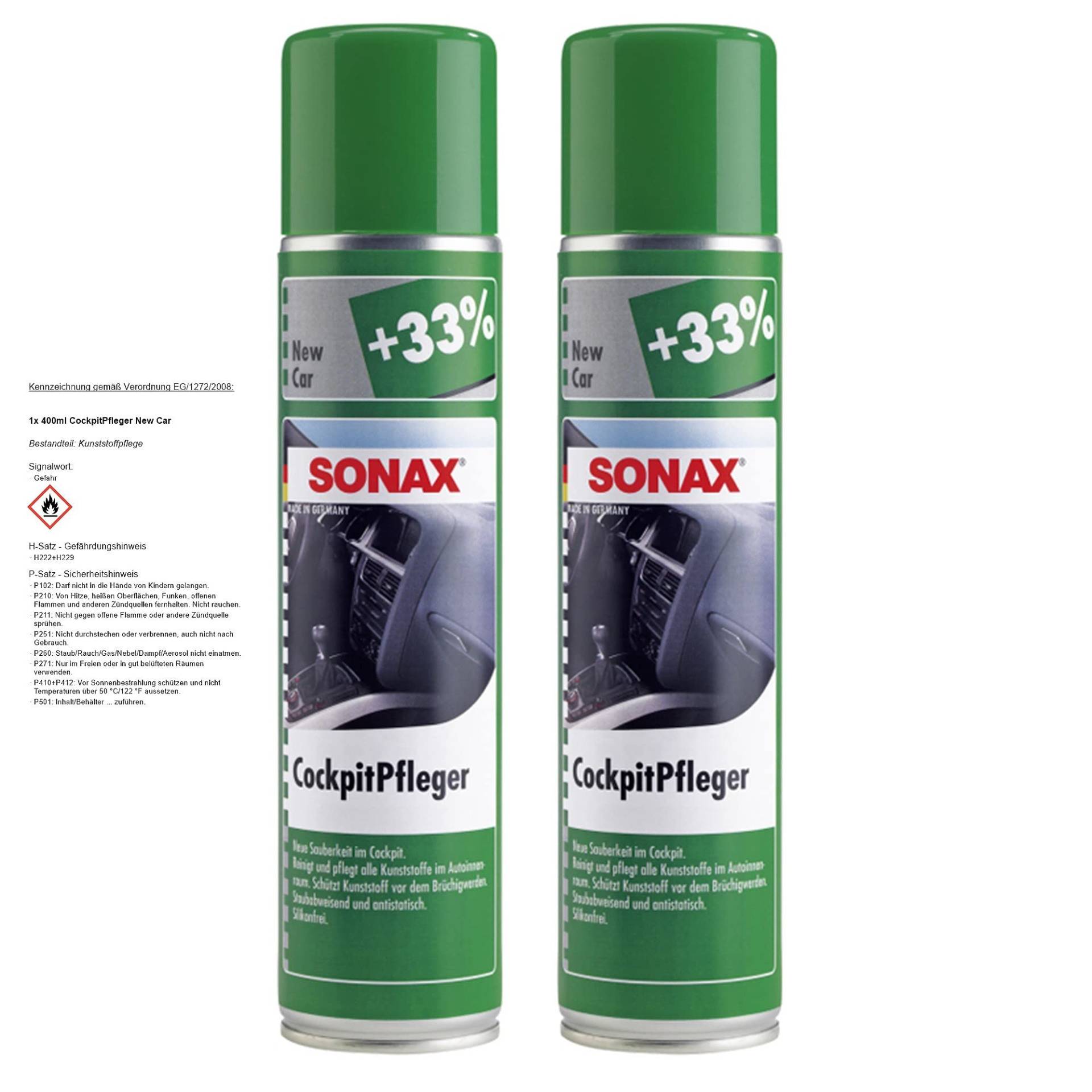 SONAX 2X 03563000 CockpitPfleger New Car Kunststoff Pflege Reiniger 400ml SONAX 2X 03563000 CockpitPfleger New Car Kunststoff Pflege Reiniger 400ml von SONAX