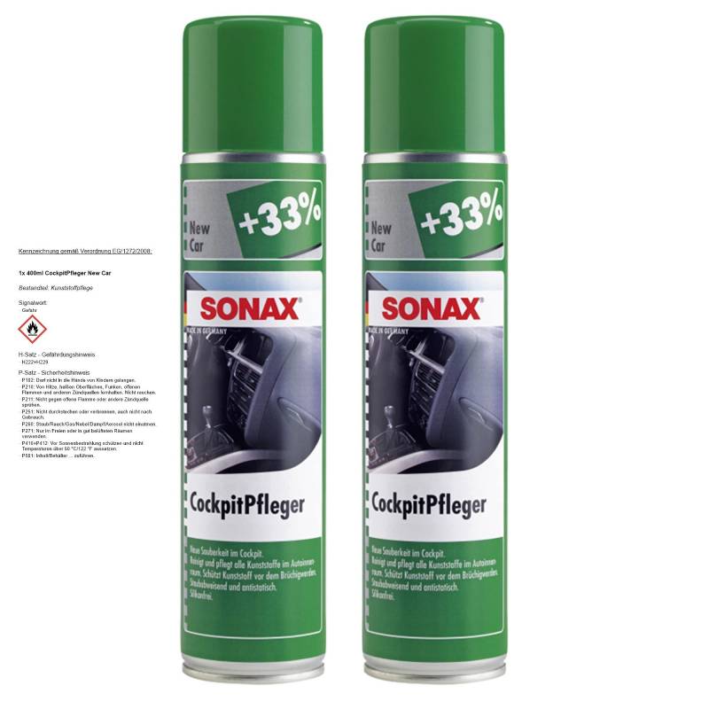 SONAX 2X 03563000 CockpitPfleger New Car Kunststoff Pflege Reiniger 400ml von SONAX