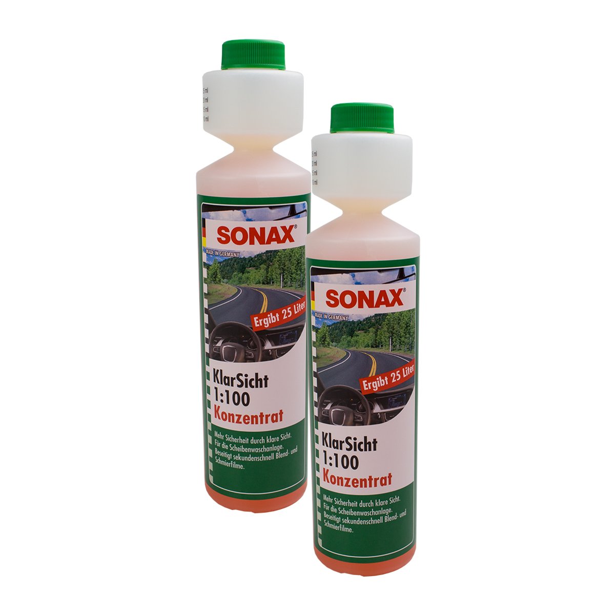 SONAX 2X 03711410 KlarSicht 1:100 Konzentrat ScheibenReiniger 250ml von SONAX