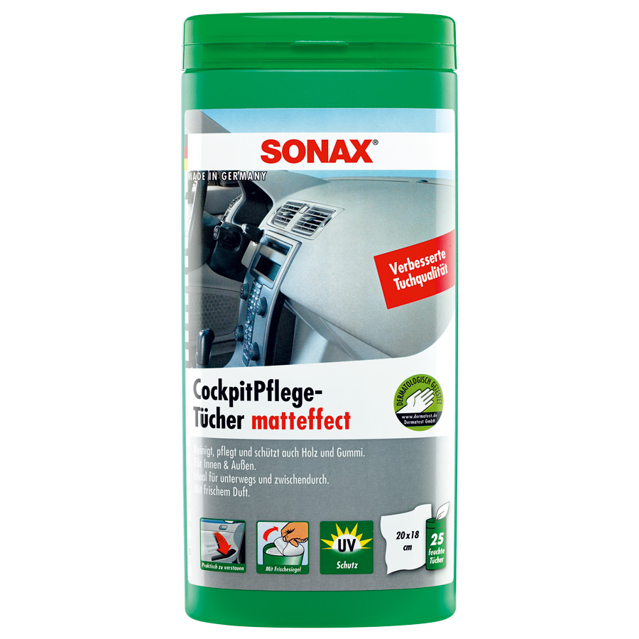 SONAX 415841 CockpitPflegeTücher matteffect Box 25 Stück von SONAX