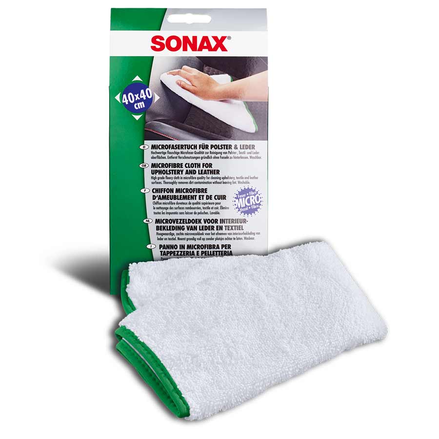 SONAX 4168000 MicrofaserTuch für Polster und Leder, 40x40 cm groß, 1 Stück von SONAX