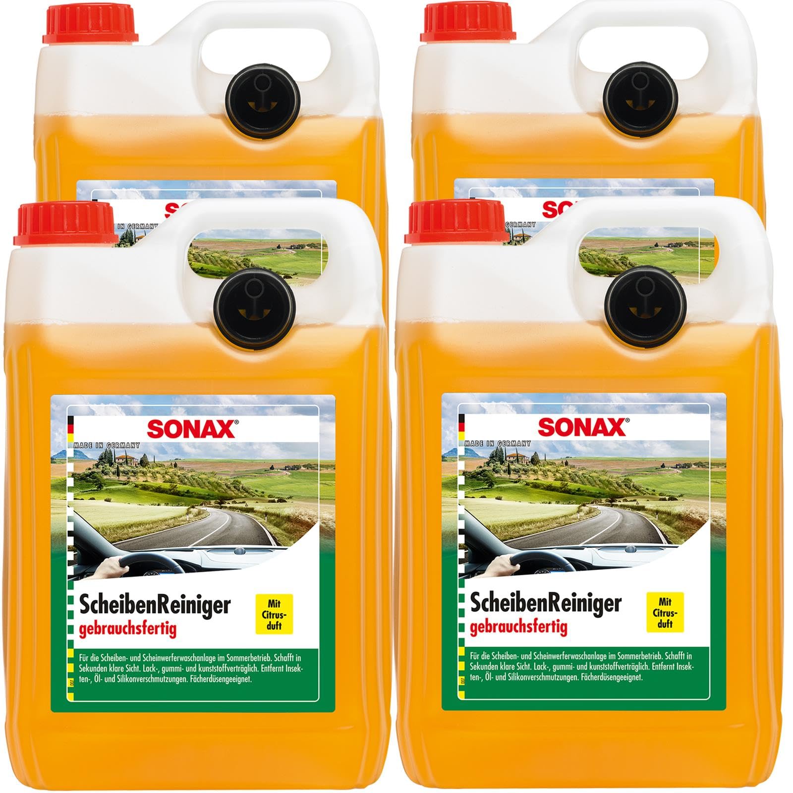 SONAX 4X 02605000 ScheibenReiniger gebrauchsfertig Citrus Konzentrat 5L von SONAX