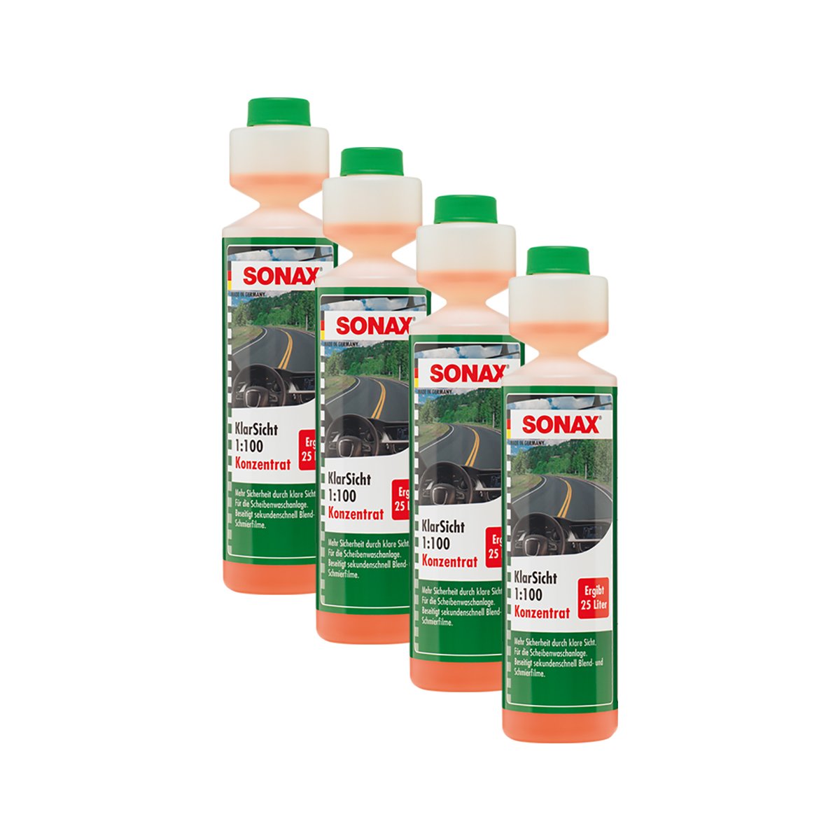 SONAX 4X 03711410 KlarSicht 1:100 Konzentrat ScheibenReiniger 250ml von SONAX