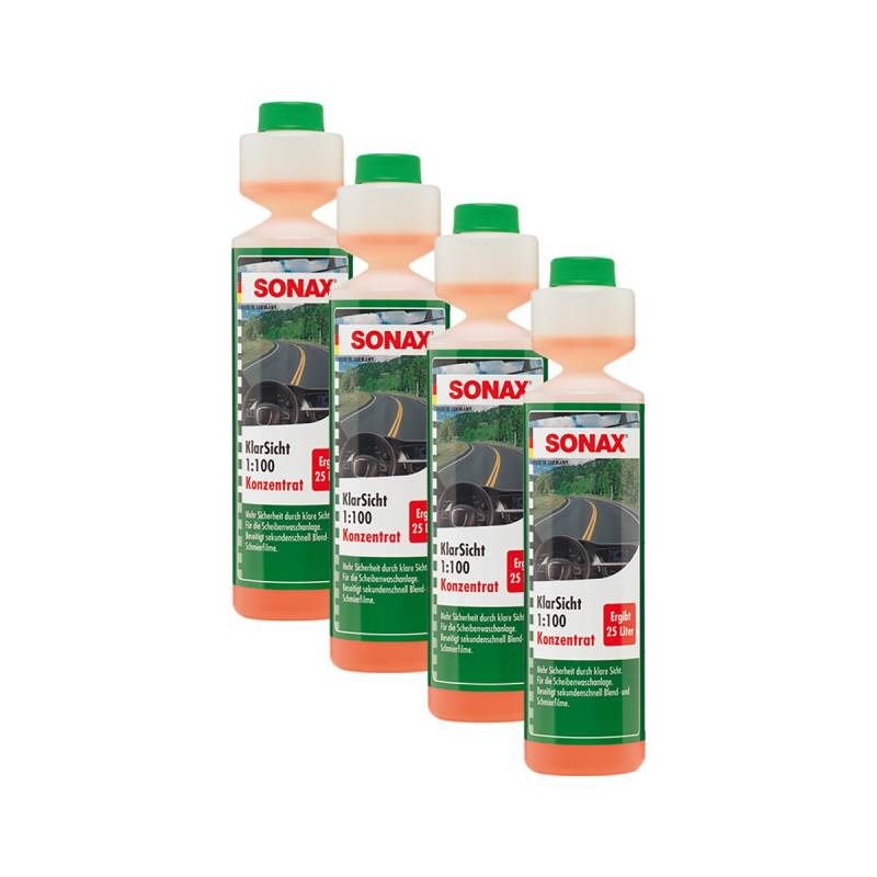 SONAX 4X 03711410 KlarSicht 1:100 Konzentrat ScheibenReiniger 250ml von SONAX