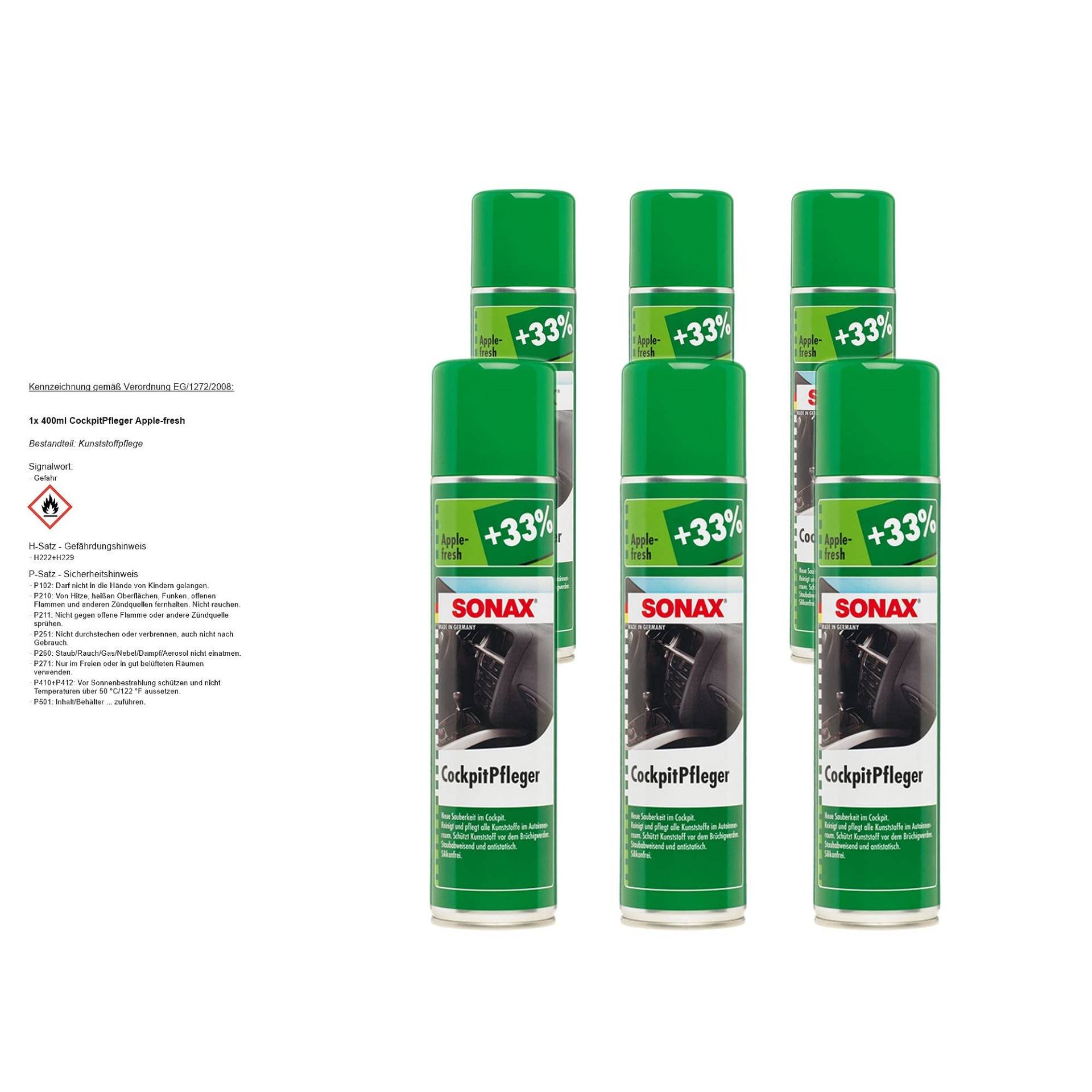 SONAX 6X 03443000 CockpitPfleger Apple-Fresh CockpitReiniger 400ml SONAX 6X 03443000 CockpitPfleger Apple-Fresh CockpitReiniger 400ml von SONAX