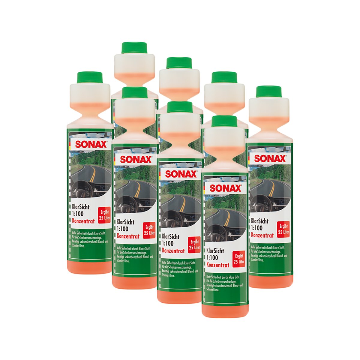 SONAX 8X 03711410 KlarSicht 1:100 Konzentrat ScheibenReiniger 250ml von SONAX