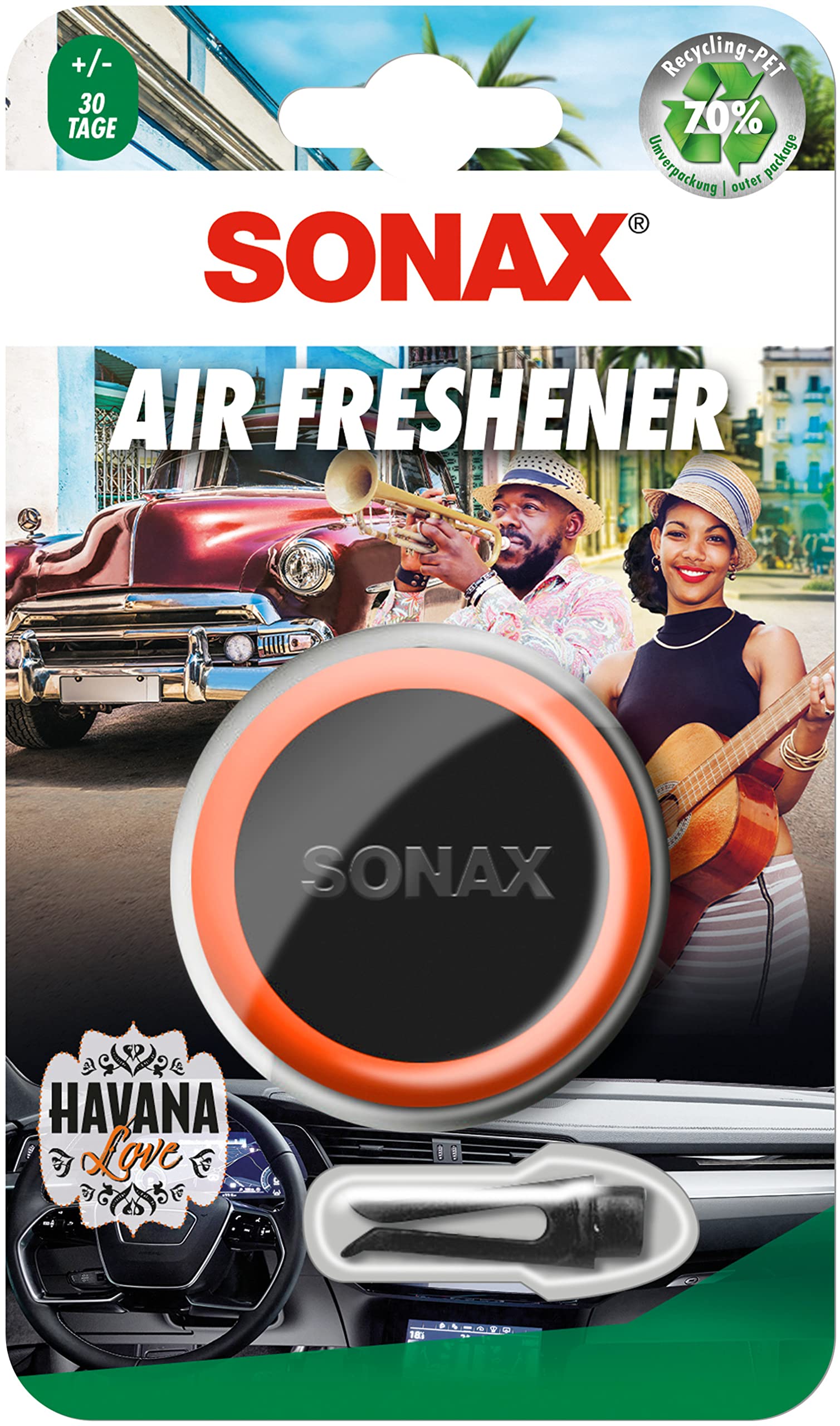 SONAX Air Freshener Havana Love (1 Stück) Lufterfrischer mit karibisch fruchtigem Duft und langanhaltendem Dufterlebnis für den Fahrzeuginnenraum | Art-Nr. 03680410 von SONAX