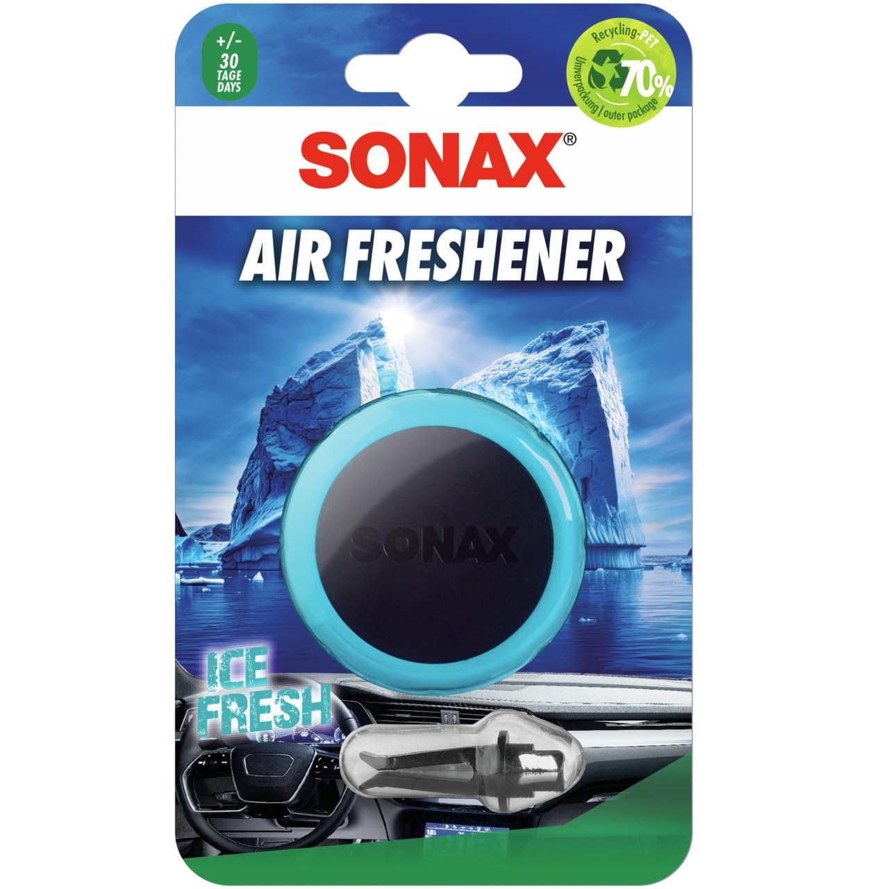 SONAX Air Freshener Ice-Fresh (1 Stück) frischer Duft und lang anhaltendes Dufterlebnis für den Fahrzeuginnenraum | Art-Nr. 03660410 von SONAX