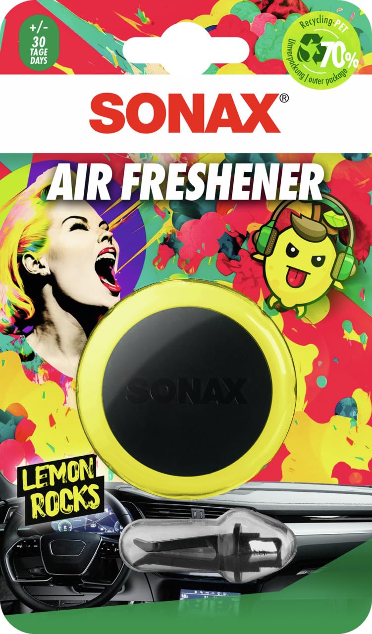 SONAX Air Freshener Lemon Rocks (1 Stück) Lufterfrischer mit Lemon-Duft für EIN intensives, langanhaltendes Dufterlebnis | Art-Nr. 03650410 von SONAX