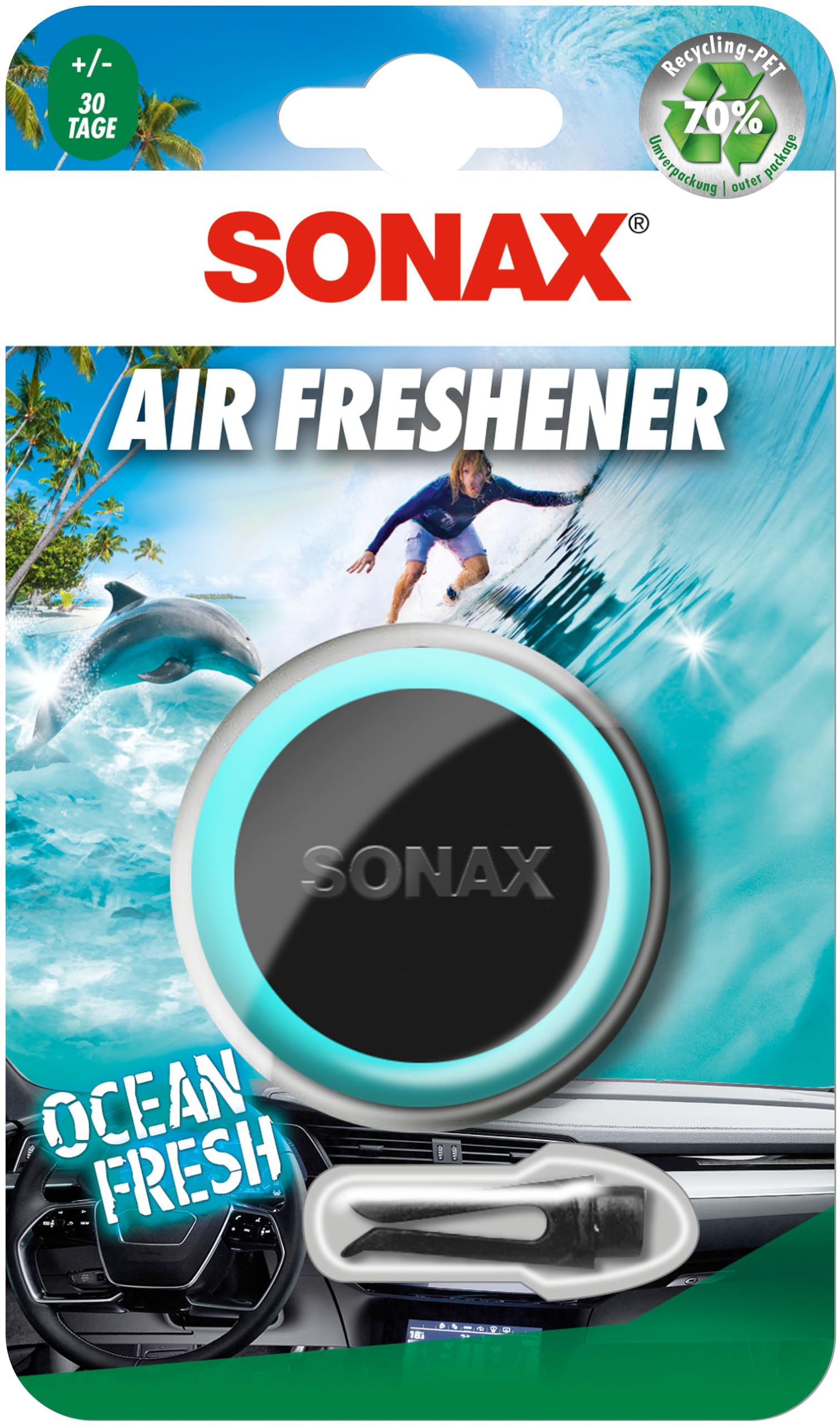 SONAX Air Freshener Ocean-fresh (1 Stück) Lufterfrischer mit frischem Duft und langanhaltendem Dufterlebnis für den Fahrzeuginnenraum | Art-Nr. 03640410 von SONAX