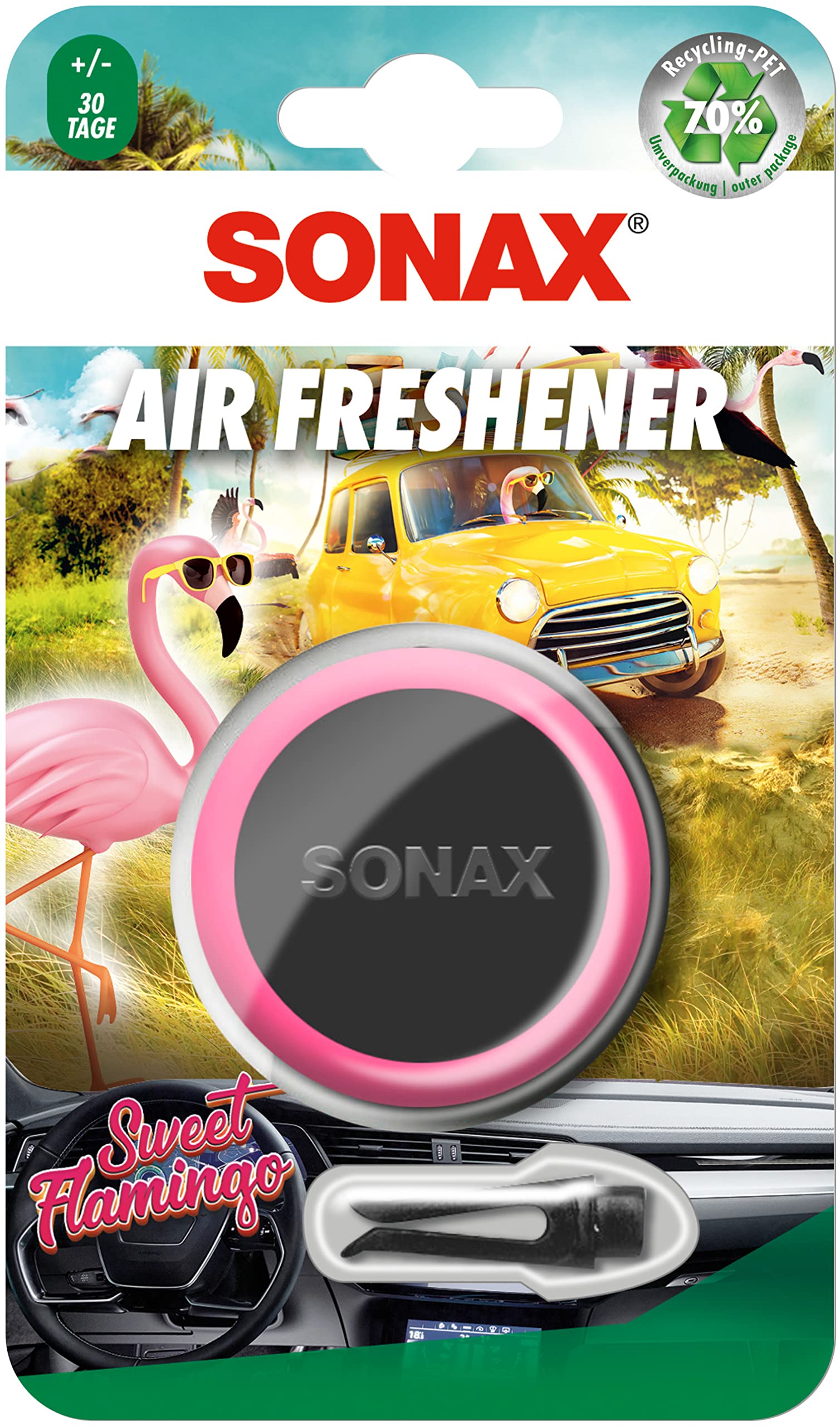 SONAX Air Freshener Sweet Flamingo (1 Stück) Lufterfrischer mit fruchtig-süßem Duft und langanhaltendem Dufterlebnis für den Fahrzeuginnenraum | Art-Nr. 03630410 von SONAX