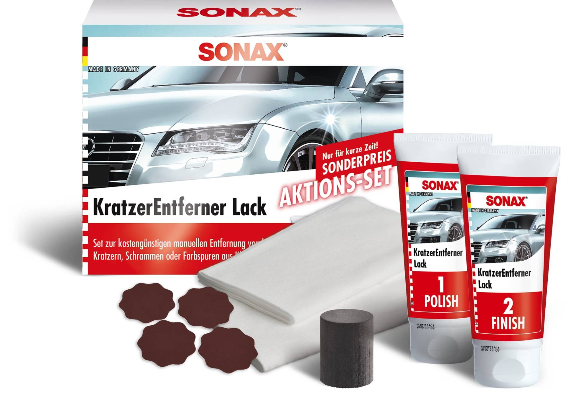 SONAX Aktionsset KratzerEntferner Lack (2 x 25 ml) beseitigt Kratzer und Schrammen aus Klarlacken | Art-Nr. 03058410 von SONAX