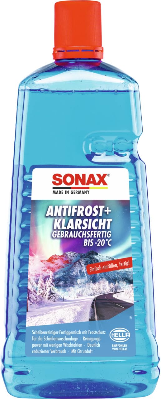 SONAX AntiFrost+KlarSicht Gebrauchsfertig bis -20° C (2 Liter) schneller, schlierenfreier und effektiver Scheibenreiniger für den Winter | Art-Nr. 03325410 von SONAX
