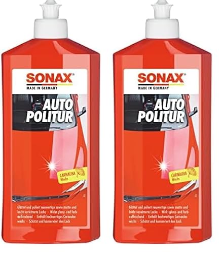 SONAX AutoPolitur (500 ml) für neuwertige, matte und leicht verwitterte Bunt- und Metallic-Lacke | Art-Nr. 0300200 (Packung mit 2) von SONAX