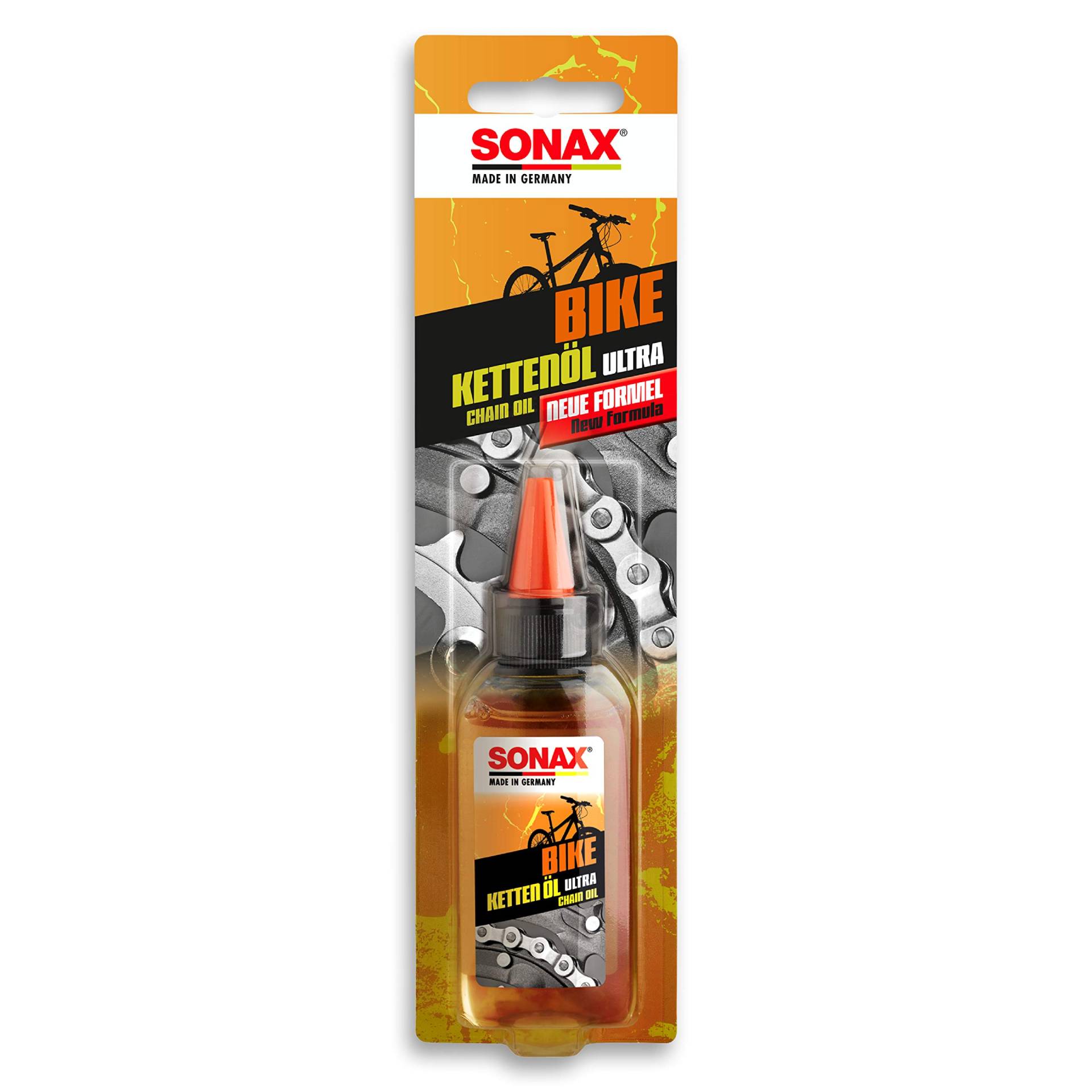 SONAX BIKE KettenÖl ultra (50 ml) für extreme Belastungen & schnell laufende Ketten, Wasser-, staub-, & schmutzabweisend, Lösemittelfrei, Silikonöl | Art-Nr. 08635410 von SONAX