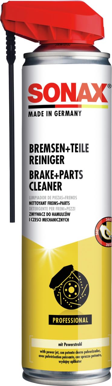SONAX Bremsen+TeileReiniger mit EasySpray (400 ml) Bremsenreiniger für Wartungs- & Reparaturarbeiten an Bremsen, Kupplungen & Motorteilen, Art-Nr. 04833000 von SONAX