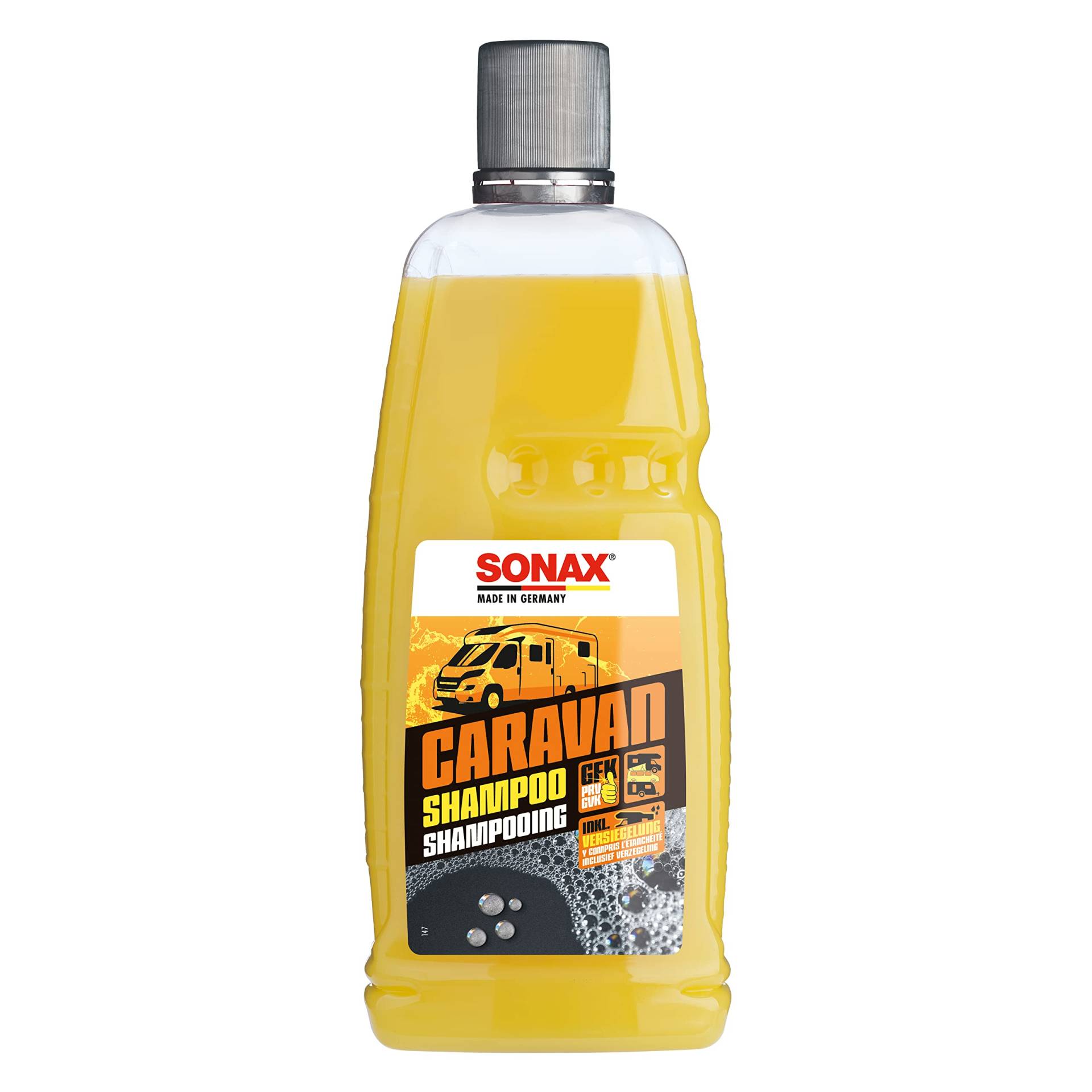 SONAX CARAVAN Shampoo (1 Liter) Reinigungskonzentrat mit Wachsanteilen, für alle Oberflächen an Caravan/Bus/Wohnmobil/Wohnwagen | Art-Nr. 07133000 von SONAX