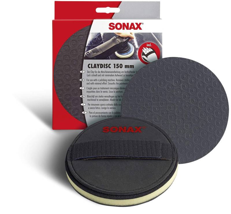 SONAX Clay Disc 150 (1 Stück) reinigt und glättet lackierte Oberflächen und entfernt ideal festanhaftende Verschmutzungen | Art-Nr. 04506050 von SONAX