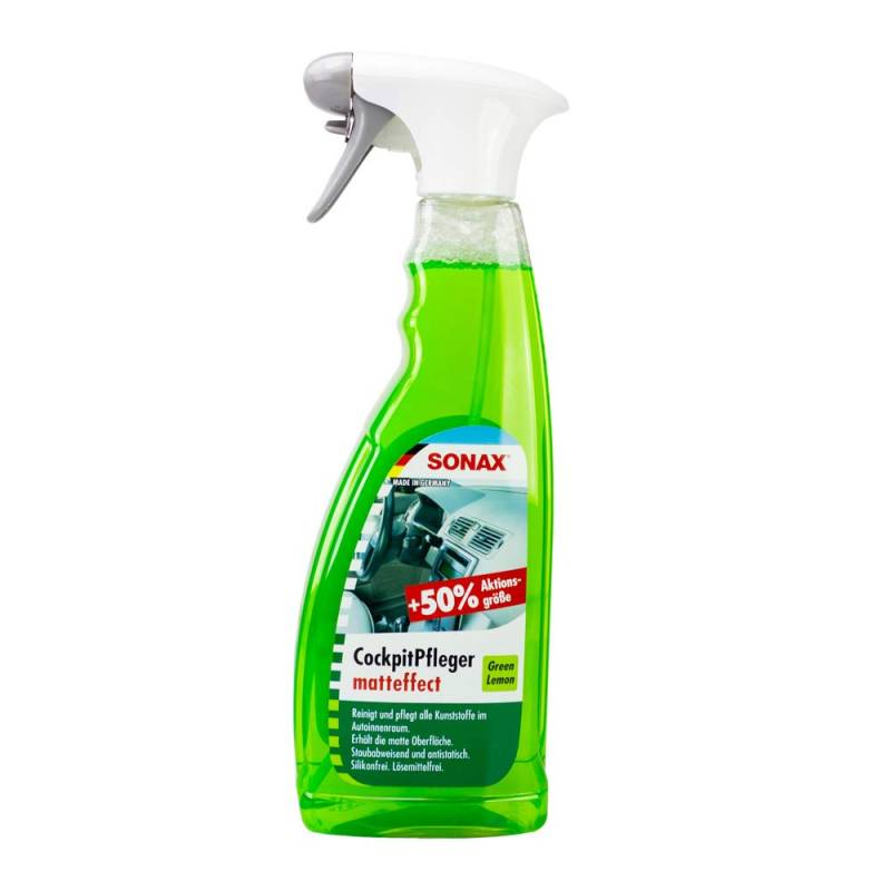 SONAX Cockpit Pfleger Pflege Kunststoff Matteffekt Schutz Innenraum Innenraumreinigung Reinigung Aufbereitung Green Lemon 750 ml von SONAX